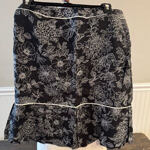 LOFT Navy Mini Skirt with White Floral Print